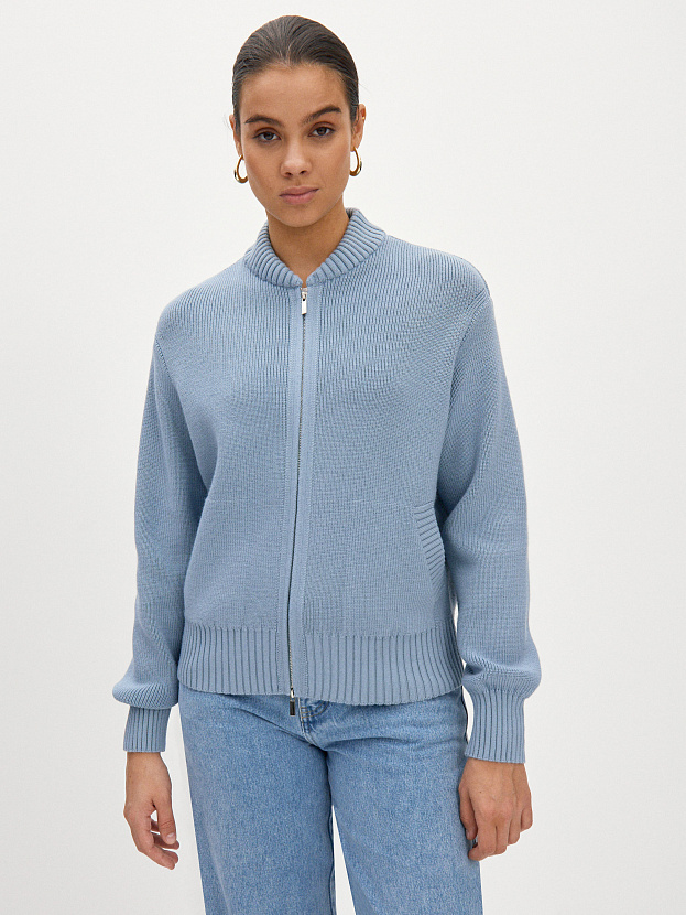 Эльба джемпер (бомбер) трикотажный (серо-голубой, 44-46)