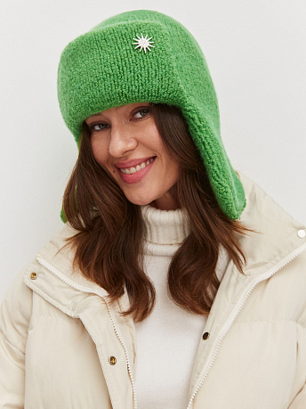 Шапка-ушанка из мохера и шерсти мериноса Стокгольм