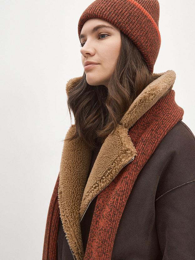 Бредли комплект (шапка+шарф) трикотажный (терракот/коричневый)