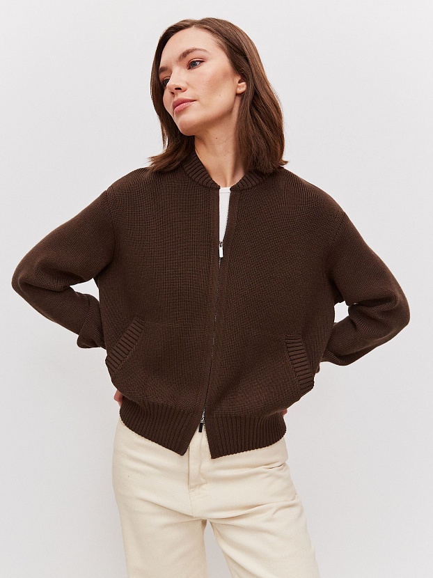 Эльба джемпер (бомбер) трикотажный (кофейный, 44-46)