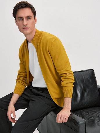 Кардиган мужской из хлопка с карманами на молнии