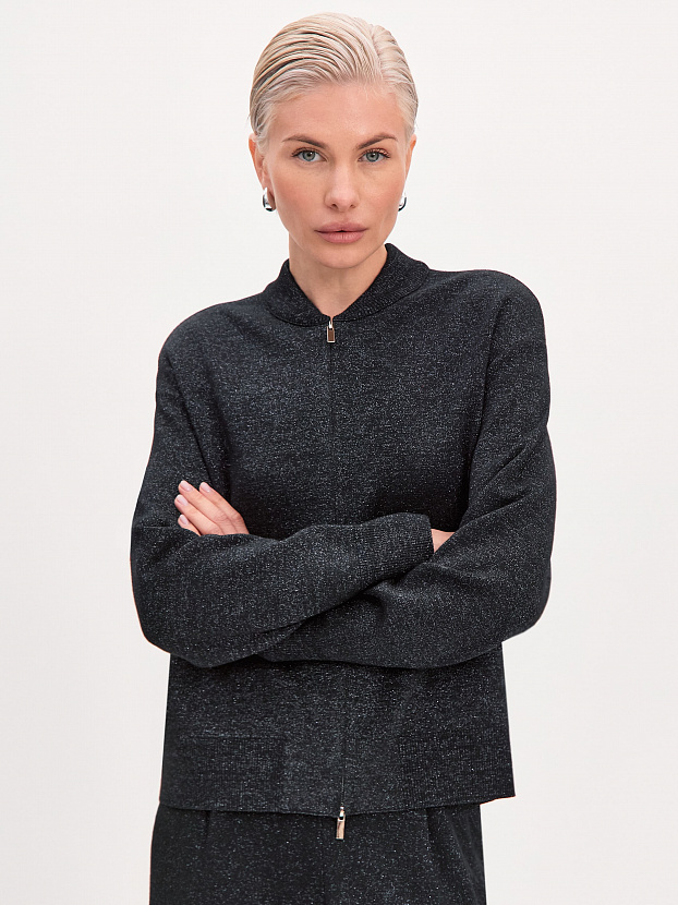 Нейс джемпер (бомбер) трикотажный (черный, 44-46)