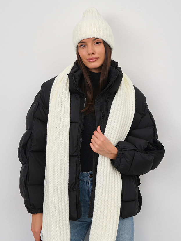 Черри комплект (шапка+ шарф) трикотажный (белый, 56-58)