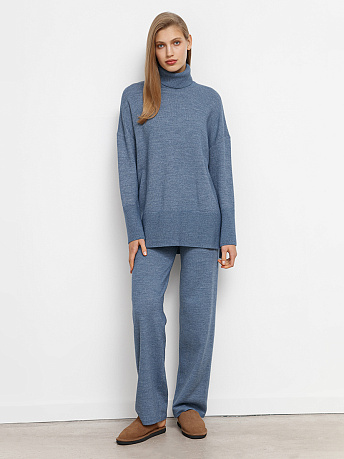 Брюки с шерстью мериноса и вискозой Сатурн