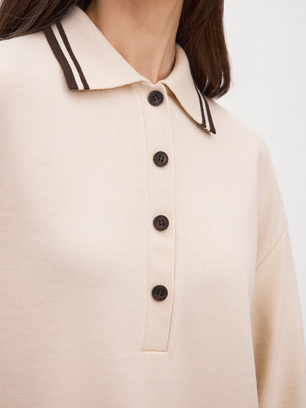 Скандинавия джемпер(поло) трикотажный (кремовый, 44-46)