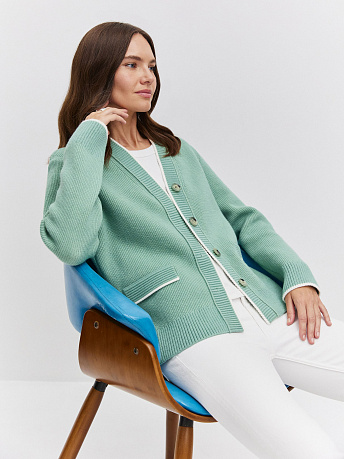 Кардиган из шерсти мериноса и мохера Амега