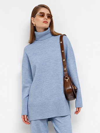 Джемпер из шерсти мериноса и вискозы с воротником Сатурн