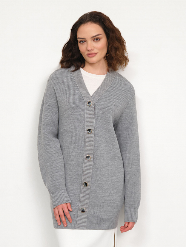 Блюз кардиган трикотажный (серый меланж, 44-46)