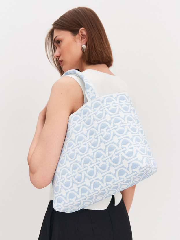 Сумка жаккардовая 2025-К01 (белый/голубой)