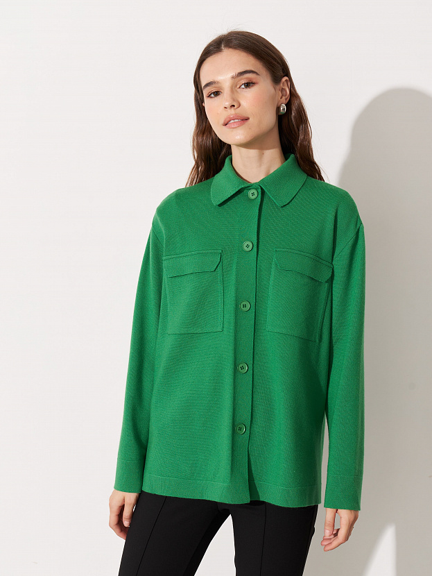 Джем кардиган (рубашка) трикотажный (ярко-зеленый, 44-46)