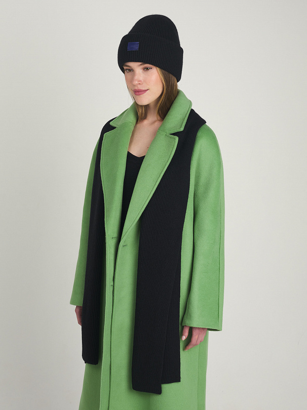 Спейс комплект (шапка+шарф) трикотажный (черный/ультрамарин, 56-58)