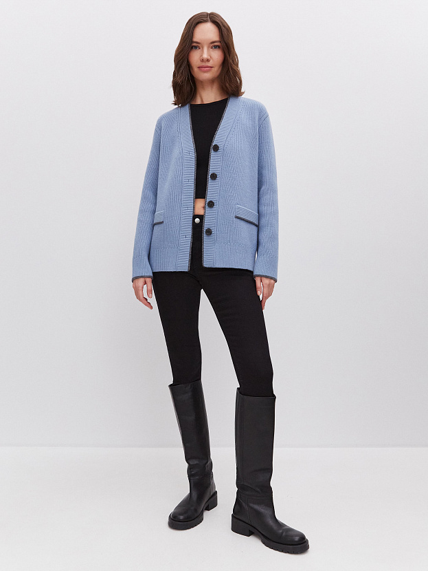 Амега кардиган трикотажный (серо-голубой, 44-46)