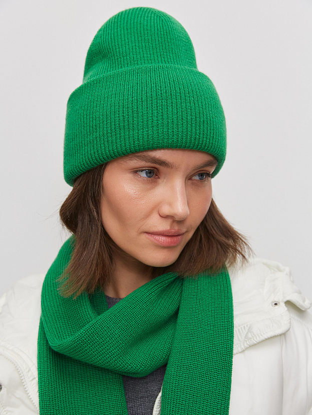 Ботаника комплект (шапка+шарф) трикотажный (ярко-зеленый, 56-58)
