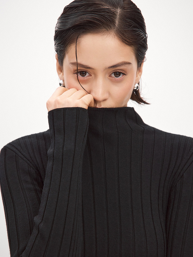 Латте водолазка трикотажная (черный, 44-46)