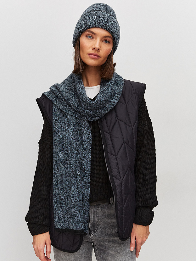 Бредли комплект (шапка+шарф) трикотажный (черный/голубой)