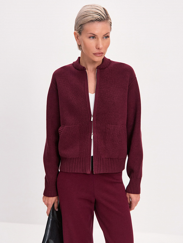 Честер джемпер (бомбер) трикотажный (бургунди, 44-46)