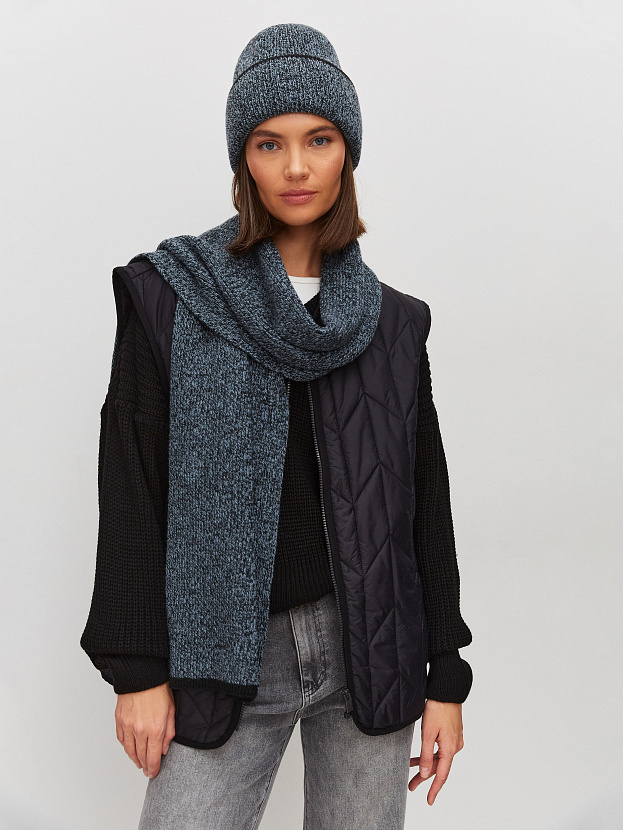 Бредли комплект (шапка+шарф) трикотажный (черный/голубой)