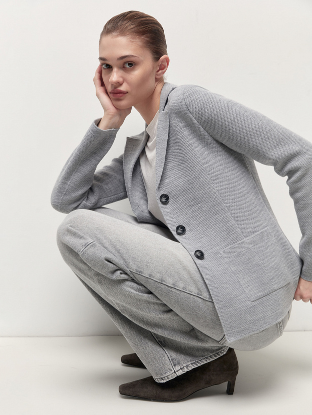 Имбирь жакет трикотажный (светлый маренго, 46)