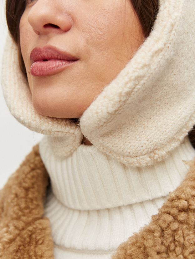 Стокгольм шапка-ушанка трикотажная (белый, 56-58)