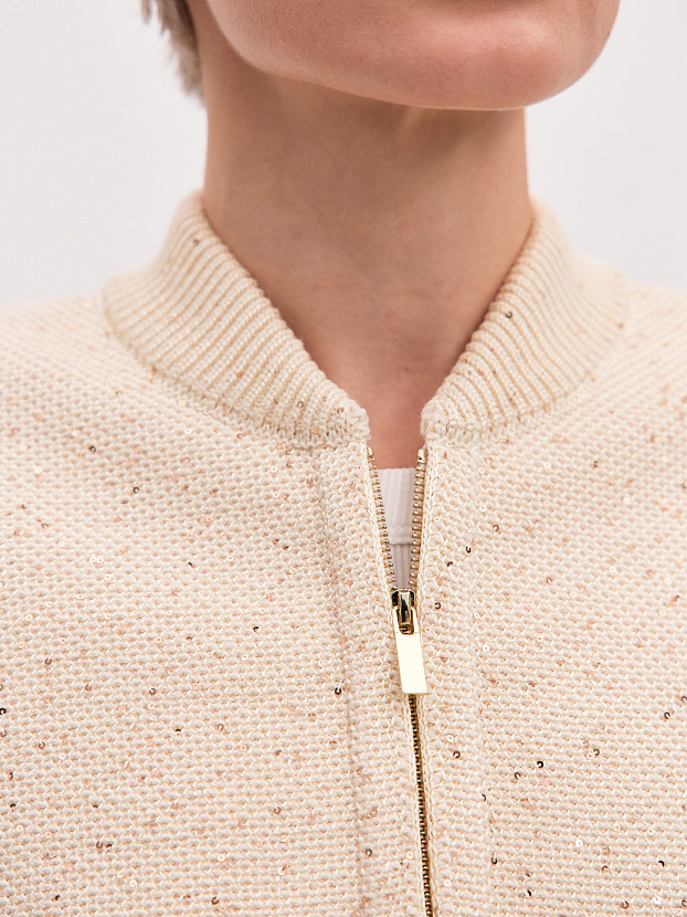 Рио кардиган (бомбер) трикотажный (кремовый, 44-46)