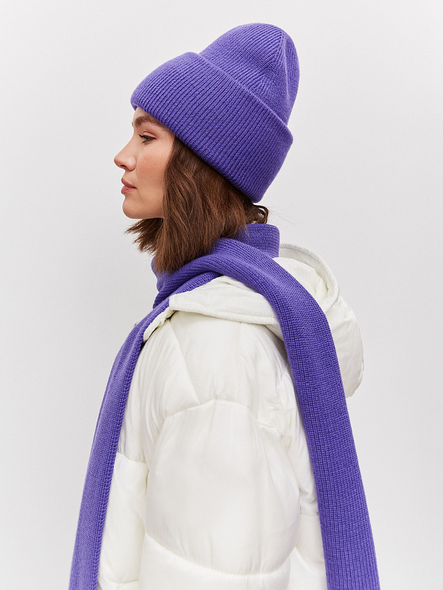 Ботаника комплект (шапка+шарф) трикотажный (фиолетовый, 56-58)