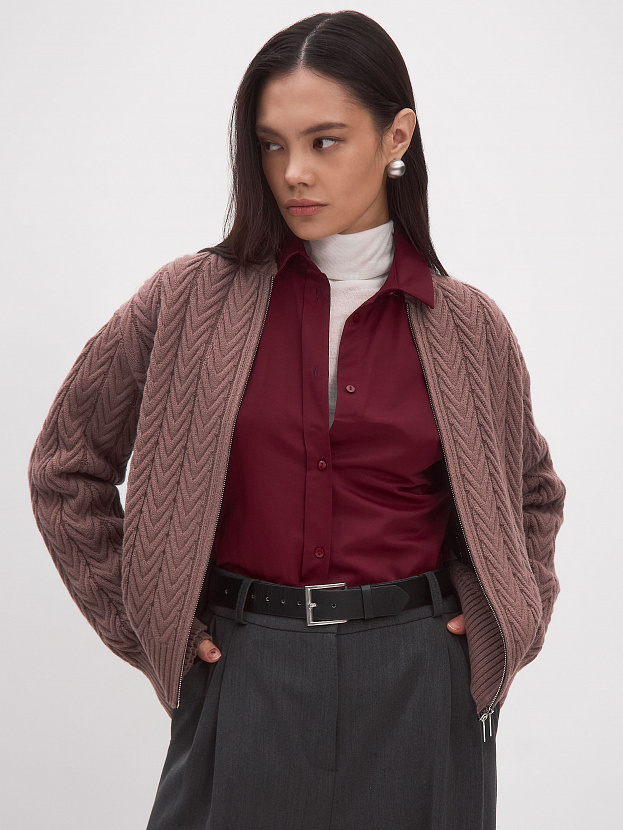 Веллес джемпер (бомбер) трикотажный (коричневый, 44-46)