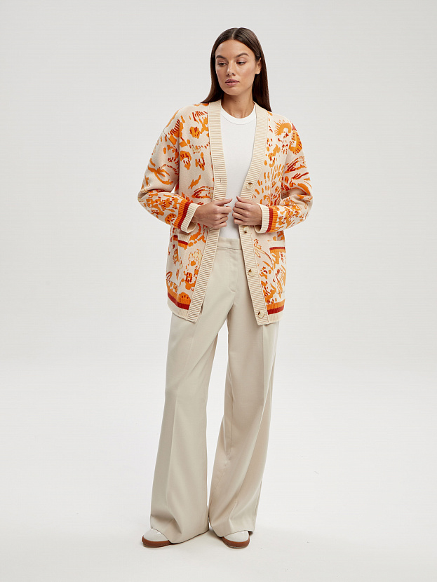 Гарда кардиган трикотажный (кремовый/оранжевый, 44-46)