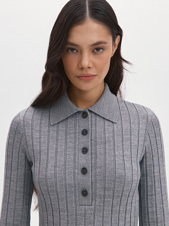 Джемпер поло облегающий из шерсти мериноса и вискозы Пейдж