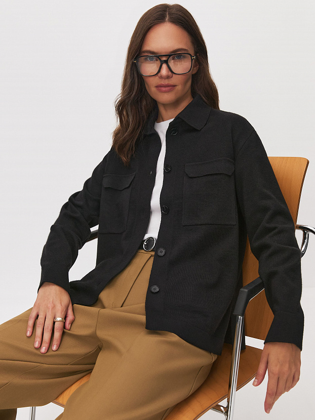 Джем кардиган (рубашка) трикотажный (черный, 44-46)