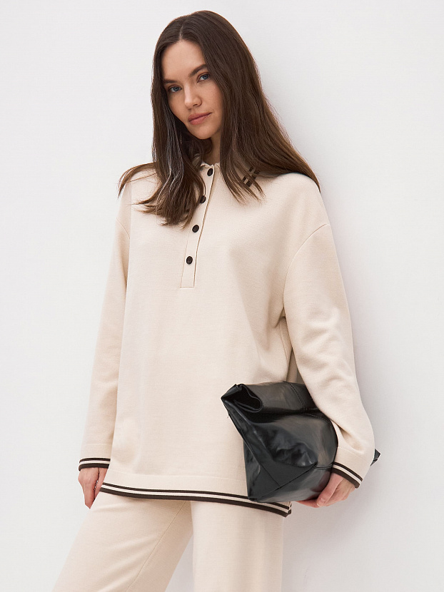 Скандинавия джемпер(поло) трикотажный (кремовый, 44-46)