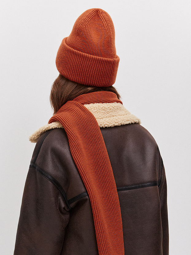 Ботаника комплект (шапка+шарф) трикотажный (т.оранжевый, 56-58)