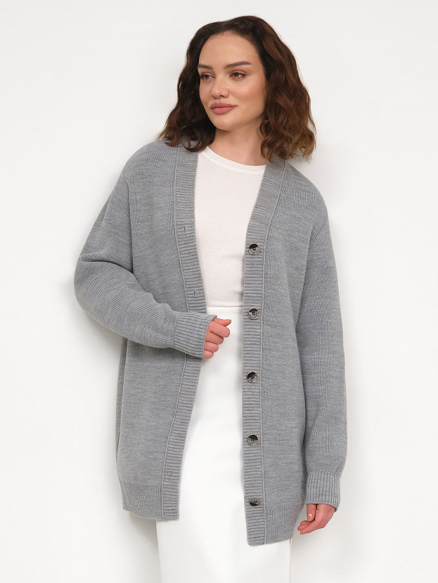 Блюз кардиган трикотажный (серый меланж, 44-46)