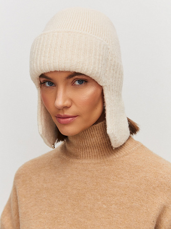 Шапка-ушанка из мохера и шерсти мериноса Онтарио