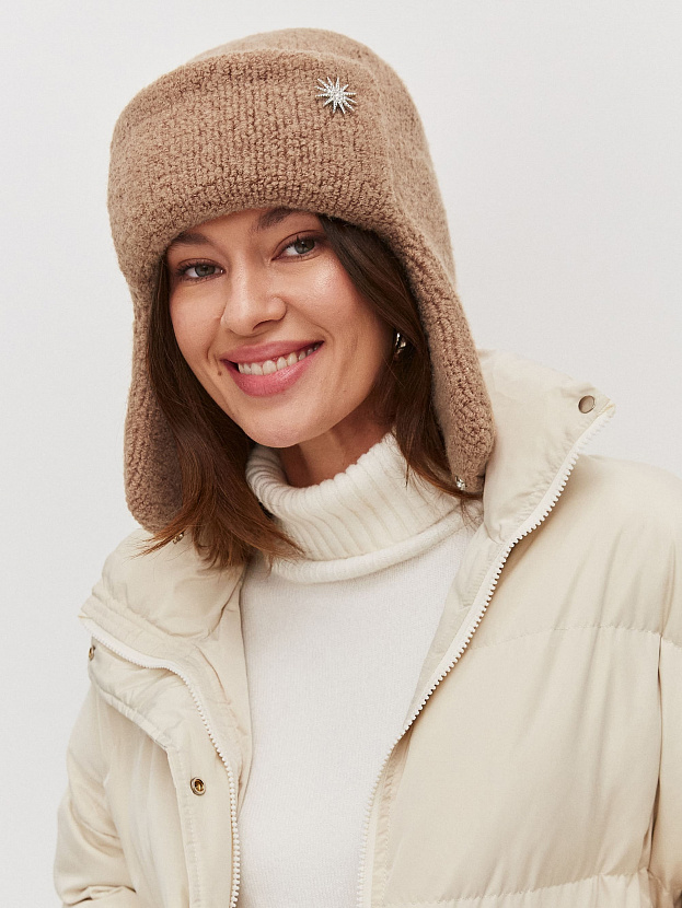 Стокгольм шапка-ушанка трикотажная (кофе, 56-58)