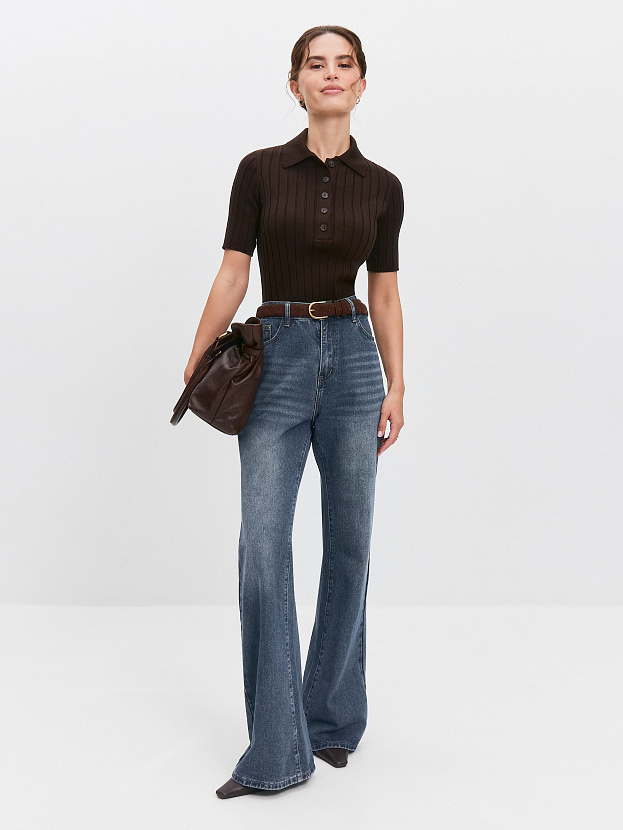 Вега джемпер (поло) трикотажный (т. коричневый, 44-46)