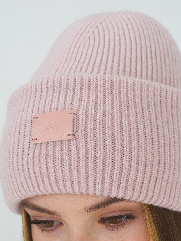 Спейс комплект (шапка+шарф) трикотажный (св.розовый, 56-58)