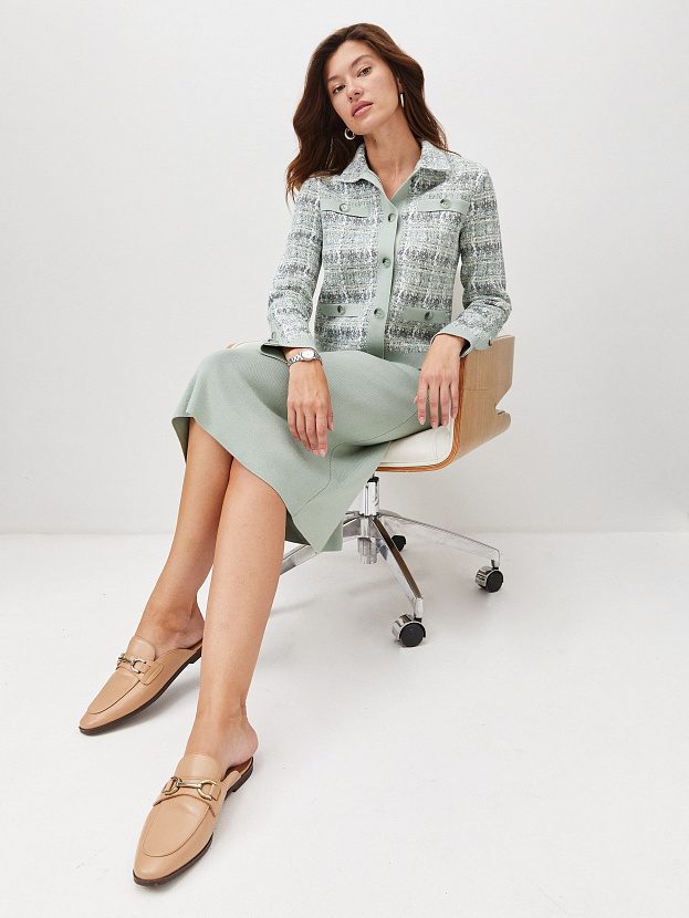 Шанель жакет трикотажный (св.зеленый/белый, 46)