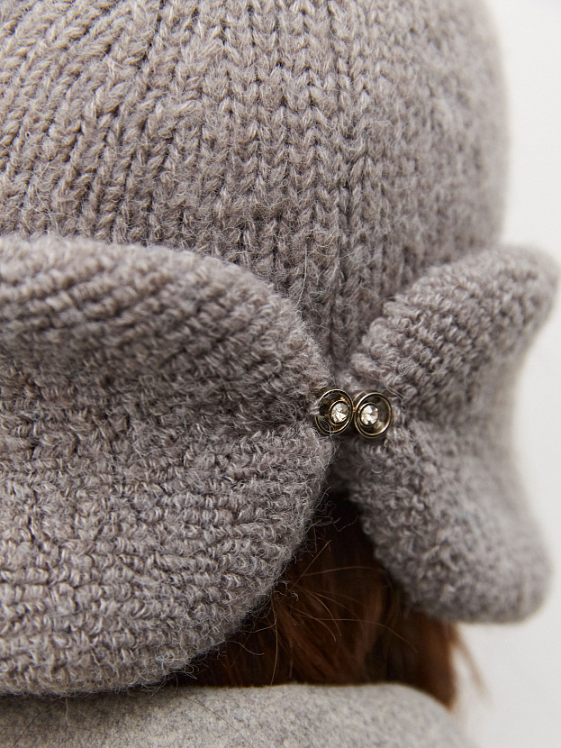 Стокгольм шапка-ушанка трикотажная (св.серый, 56-58)
