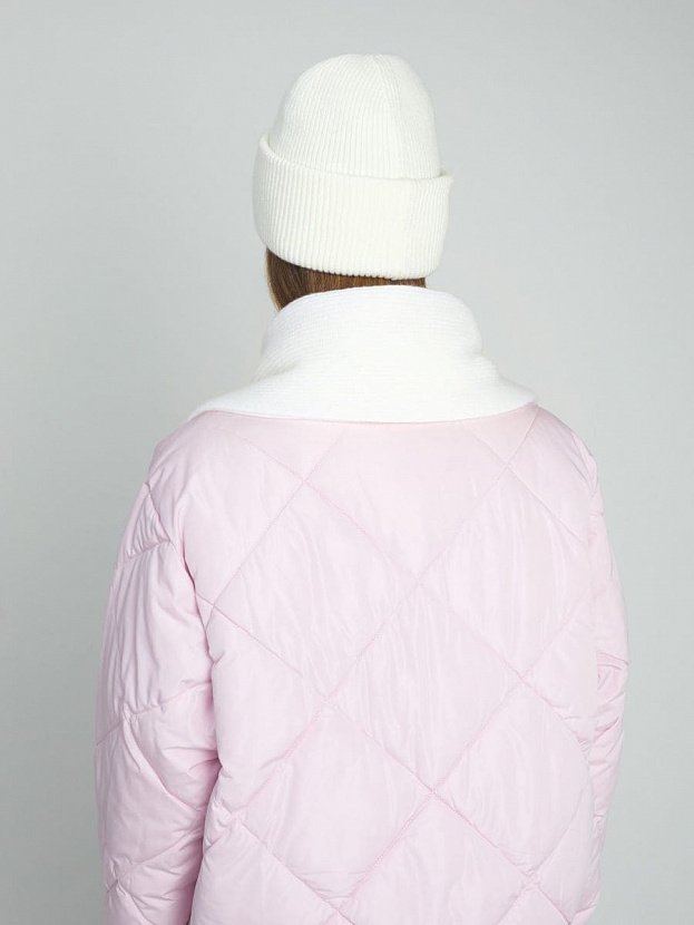 Спейс комплект (шапка+шарф) трикотажный (белый, 56-58)