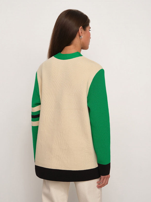 Родос кардиган трикотажный (кремовый/ярко-зеленый, 44-46)