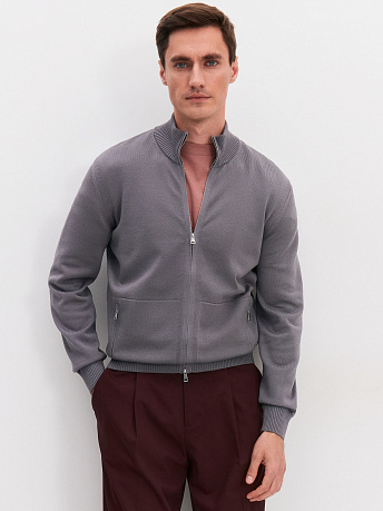 Кардиган мужской из хлопка с карманами на молнии