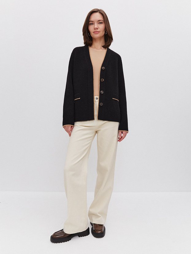 Амега кардиган трикотажный (черный, 44-46)