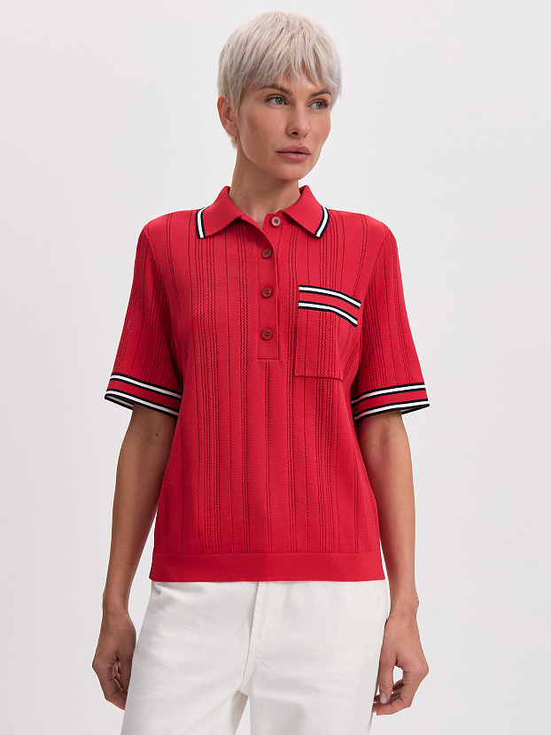 Льюис джемпер (поло) трикотажный (красный/темно-синий, 44-46)