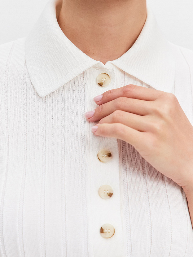 Вега джемпер (поло) трикотажный (белый, 44-46)