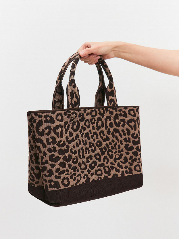 Сумка жаккардовая 2025-Л03 (т.коричневый/какао)