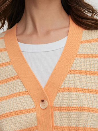 Кардиган из хлопка и вискозы с полосками Ева