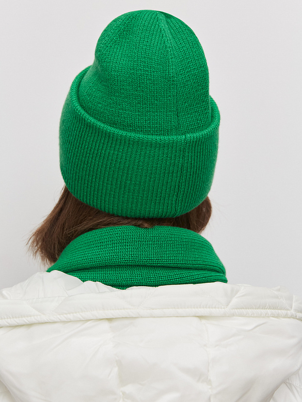 Ботаника комплект (шапка+шарф) трикотажный (ярко-зеленый, 56-58)