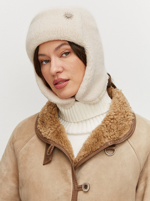 Стокгольм шапка-ушанка трикотажная (белый, 56-58)