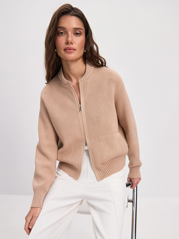 Честер джемпер (бомбер) трикотажный (т.бежевый, 44-46)