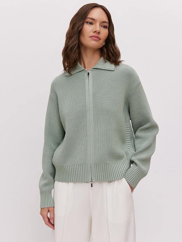 Гранд джемпер (бомбер) трикотажный (светло-зеленый, 44-46)